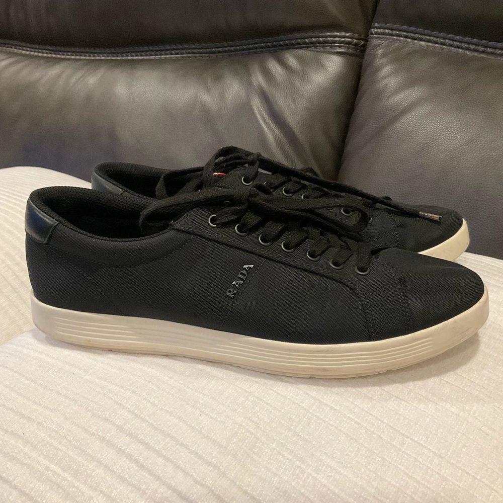 AUTH LUXURY PRADA SNEAKERS SHOES 4E3256 BLACK NYLON - Picture 2 of 16